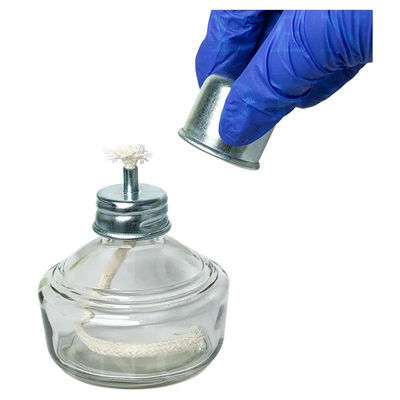 Diş Laboratuvarı Cam Alkol Yakıcı 120ml Ruh Lamba Metal Kapak Alkol Yakıcı Lamba Dokunmuş Fenerli