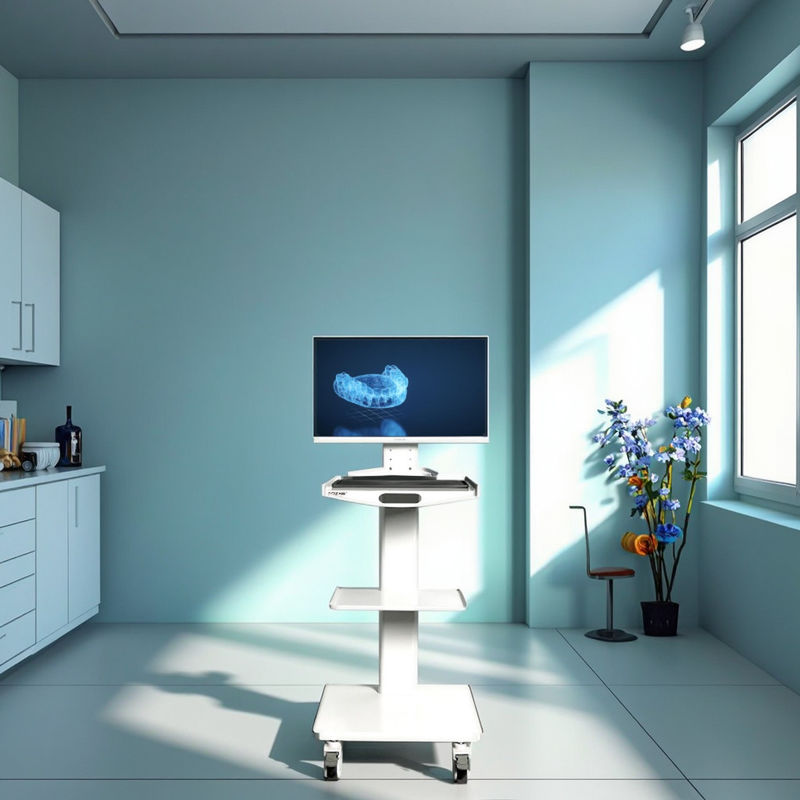 Hastane Ağız İçi Tarayıcı Mobil Hemşire Arabası 3 Katlı Diş Arabası Paslanmaz Çelik Mobil Servis Arabası Dahili Prizli