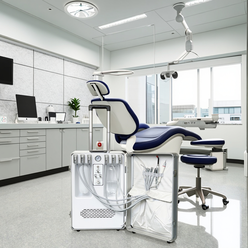 Bavul tasarımı Taşınabilir Diş Hekimliği Birimi, Kompresör ve Scaler ile mobil diş hekimliği birimi