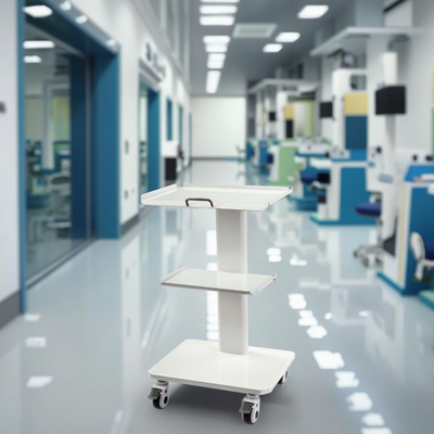 Taşınabilir Diş Arabası Çok Fonksiyonlu Mobil 3 Katlı Raf Metal Mobil Araba Beyaz Renk Diş Aleti Arabası