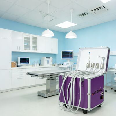 İyi bir fiyat. Mini Bagaj Hava Kompresörü ile Taşınabilir Diş Hekimliği Birimi Mobil Diş Turbini Birimi Tam Set Taşınabilir Diş Hekimliği Ekipmanı çevrimiçi