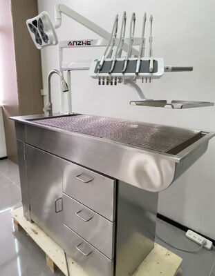 Hepsi Birde Veteriner Diş Hekimliği Birimi Sessiz Yağ Serbest Hava Kompresörü LED Işık Taşınabilir Veteriner Diş Ekipmanı Hayvan Kliniği için