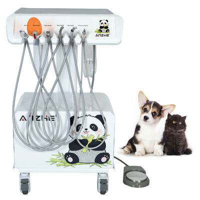 Silent Oil Free Air Compressor ile taşınabilir Veteriner Diş Hekimliği Birde Tüm Veteriner Diş İş İstasyonu Ultrasonik Scaler ile LED Tıkamalı Işık ve Hayvan Klinikleri için Emme Sistemi