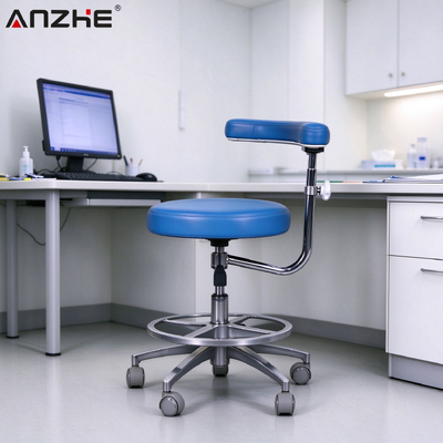 Height Adjustable Ergonomic Dental Assistant Stool 360° Rotatable Support Backrest Microfiber Leather Dental Doctor Chair